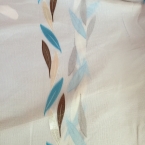 Perdea Organza, Fond Alb Perforat, Model Frunze,turcoaz,crem,maro. mic