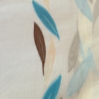 Perdea Organza, Fond Alb Perforat, Model Frunze,turcoaz,crem,maro. mic